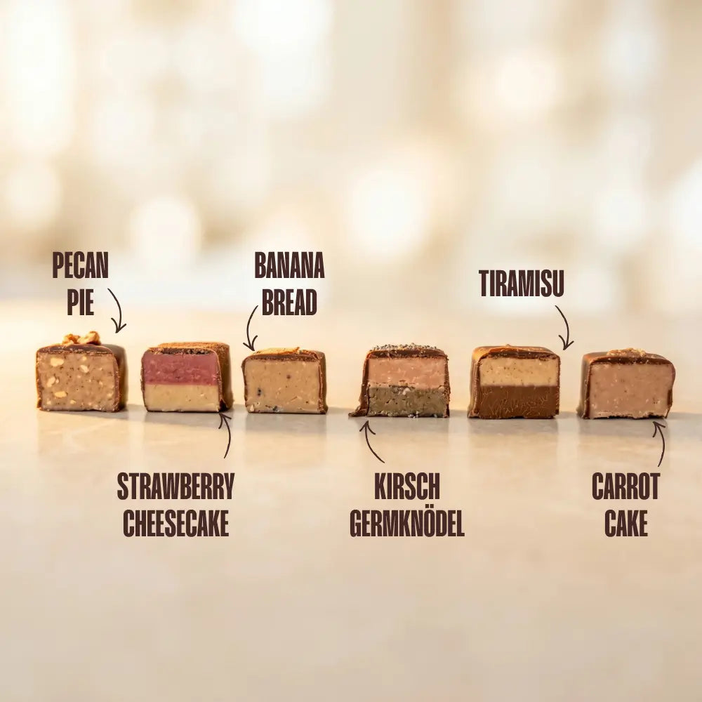 Belly Love Pralinés Anschnitt – 6 verschiedene Füllungen, bio und industriezuckerfrei