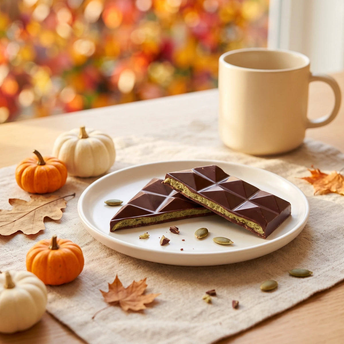 Belly Love Creamy Pumpkin Seed – gemütlicher Herbstmoment, Tafel ohne Industriezucker