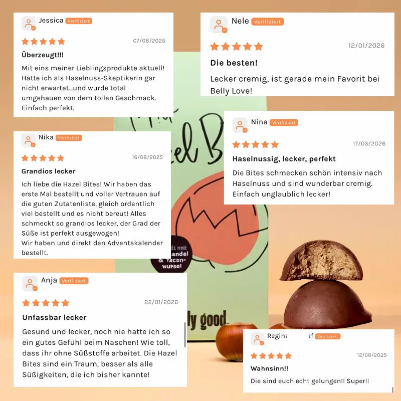 Bewertungen zu den Belly Love M!lk Hazel Bites