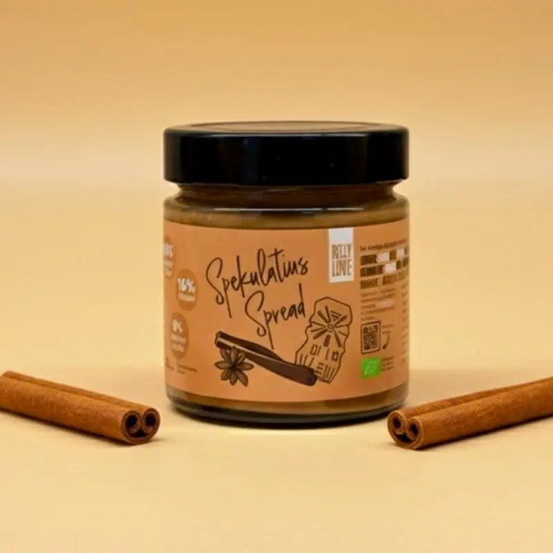Belly Love Spekulatius Spread im Glas – natürlicher, zuckerfreier Brotaufstrich, clean label und ballaststoffreich. Süß-cremiger Genuss aus Erdmandeln, Yaconwurzel und Datteln mit feiner Zimtnote für gesunde Naschmomente.